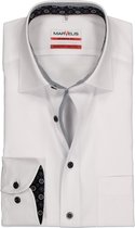 MARVELIS modern fit overhemd - wit (zwart/grijs contrast) - Strijkvrij - Boordmaat: 46