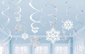 Amscan Hangdecoratie Sneeuwvlok 61 Cm Folie Zilver/wit 12 Stuks