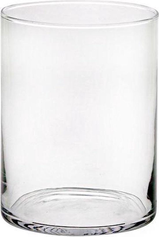 Glazen cilinder bloemenvazen 20 x 15 cm - Transparant - Vazen/vaas - Boeketvazen