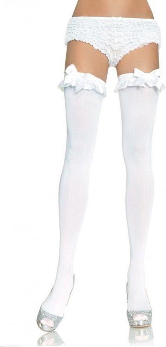 Opaque thigh highs with bow