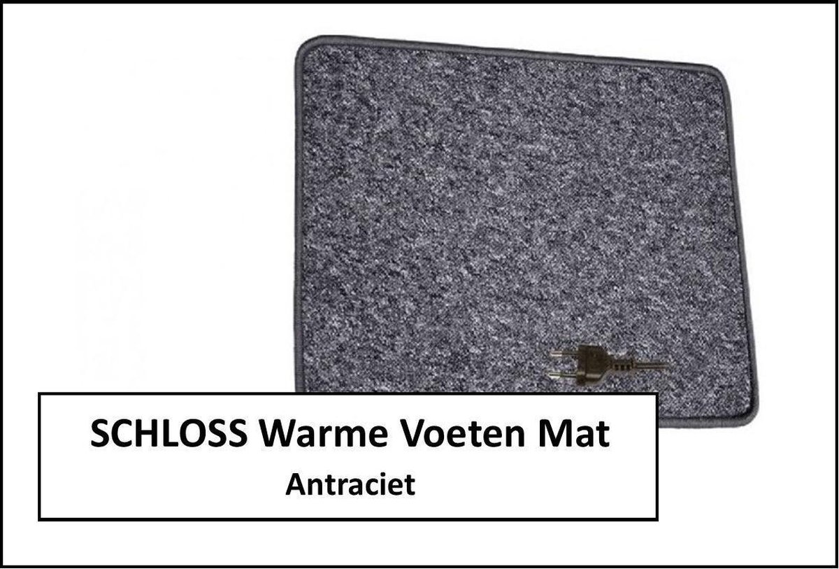 Elektrische verwarmde mat om voeten te verwarmen met dimmer 60x70cm 90W-120w, antraciet