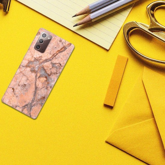 Coque Téléphone pour Samsung Note 20 Bumper Housse Etui Orange De Marbre