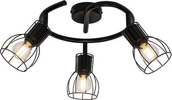 QAZQA botu - Moderne Plafondlamp - 3 lichts - Ø 50 cm - Zwart - Woonkamer | Slaapkamer | Keuken