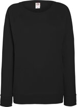 Fruit OF The Loom Dames Getailleerd lichtgewicht raglan sweatshirt (240 GSM) (Zwart)