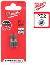 Milwaukee 4932352436 / 4932430863 Shockwave impact duty schroefbit PZ 2 - 25mm (2st)