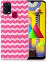 Bumper Hoesje Geschikt voor Samsung Galaxy M31 Smartphone hoesje Waves Pink