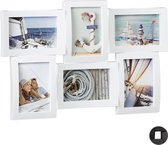 relaxdays Fotolijst voor meerdere foto’s – 6 afbeeldingen – 3D-look – ophangen - galerij wit