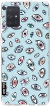 Casetastic Samsung Galaxy A71 (2020) Hoesje - Softcover Hoesje met Design - Eyes Blue Print