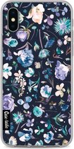 Casetastic Apple iPhone X / iPhone XS Hoesje - Softcover Hoesje met Design - Flowers Navy Print