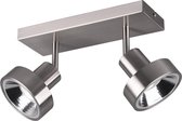 LED Plafondspot - Trion Leonida - GU10 Fitting - 2-lichts - Rechthoek - Mat Nikkel - Aluminium - BSE