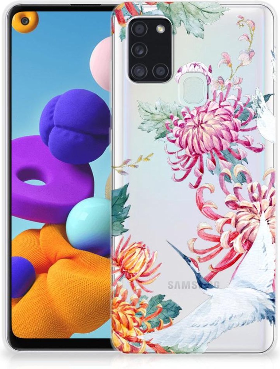 Samsung Galaxy A21s TPU Hoesje Bird Flowers