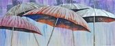 Olieverfschilderij canvas - schilderij kleurrijke paraplu's - handgeschilderd - 150x60 - woonkamer slaapkamer