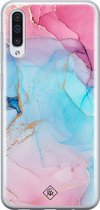 Samsung A70 hoesje siliconen - Marmer blauw roze | Samsung Galaxy A70 case | multi | TPU backcover transparant