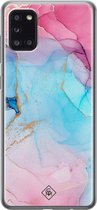 Samsung A31 hoesje siliconen - Marmer blauw roze | Samsung Galaxy A31 case | multi | TPU backcover transparant