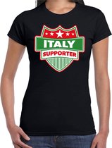 Italy supporter schild t-shirt zwart voor dames - Italie landen t-shirt / kleding - EK / WK / Olympische spelen outfit XS