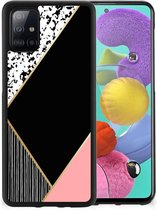 TPU Silicone Hoesje Geschikt voor Samsung Galaxy A51 Telefoonhoesje met Zwarte rand Black Pink Shapes