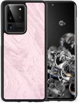Leuk Hoesje Geschikt voor Samsung Galaxy S20 Ultra Smartphone Hoesje met Zwarte rand Marble Pink