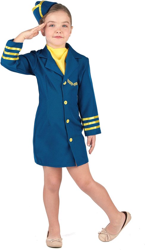 LUCIDA - Stewardess kostuum voor meisjes - M 122/128 (7-9 jaar)