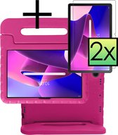 Hoesje Geschikt voor Lenovo Tab M10 Plus 3rd Gen Hoesje Kinderhoes Shockproof Hoes Kids Case Met 2x Screenprotector - Roze