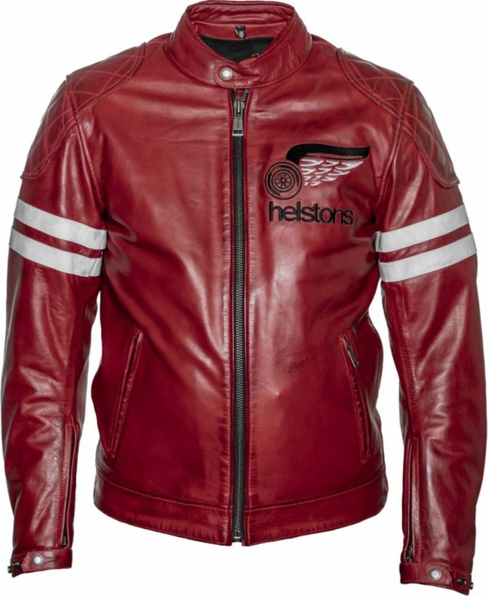 Helstons Jake Speed Leather Buffalo Red White Jacket - Maat XXL - Jas