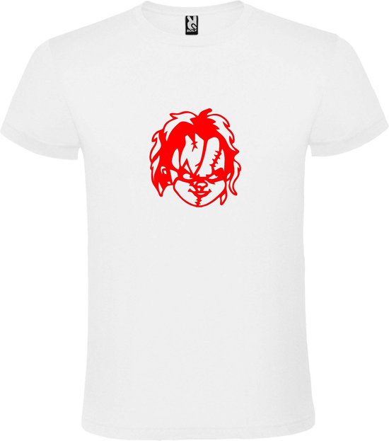 Wit T-Shirt met “ Halloween Chucky “ afbeelding Rood Size XXXXL