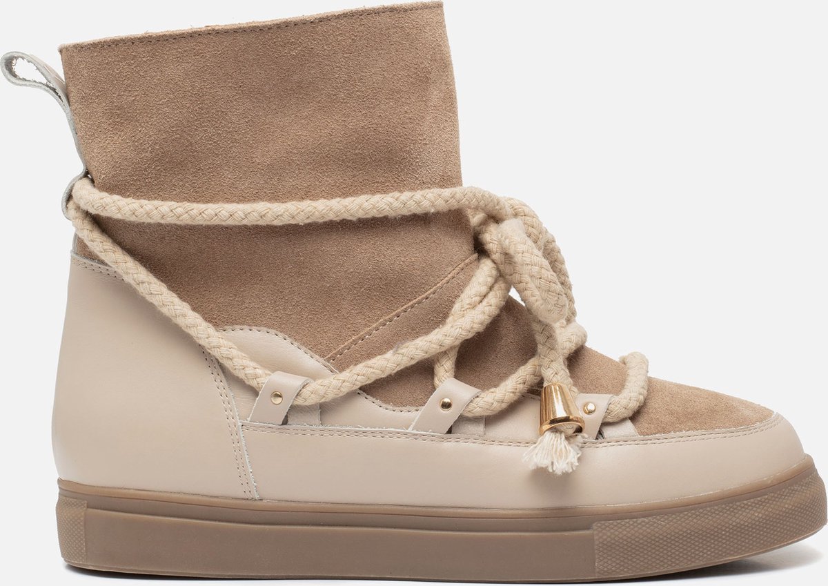 Ann Rocks Enkelboots bont taupe Suede - Dames - Maat 37 | bol.com