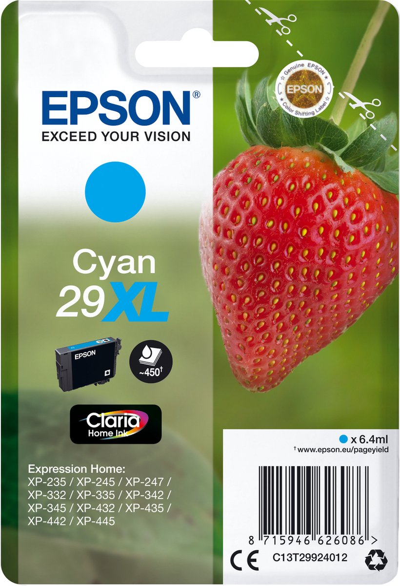 Epson 29XL Cartridge Cyaan