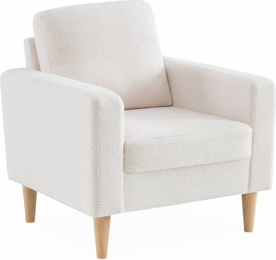 Alice's Garden | Fauteuil Bjorn | Houten poten | Boucléstof | Wit | Bjorn