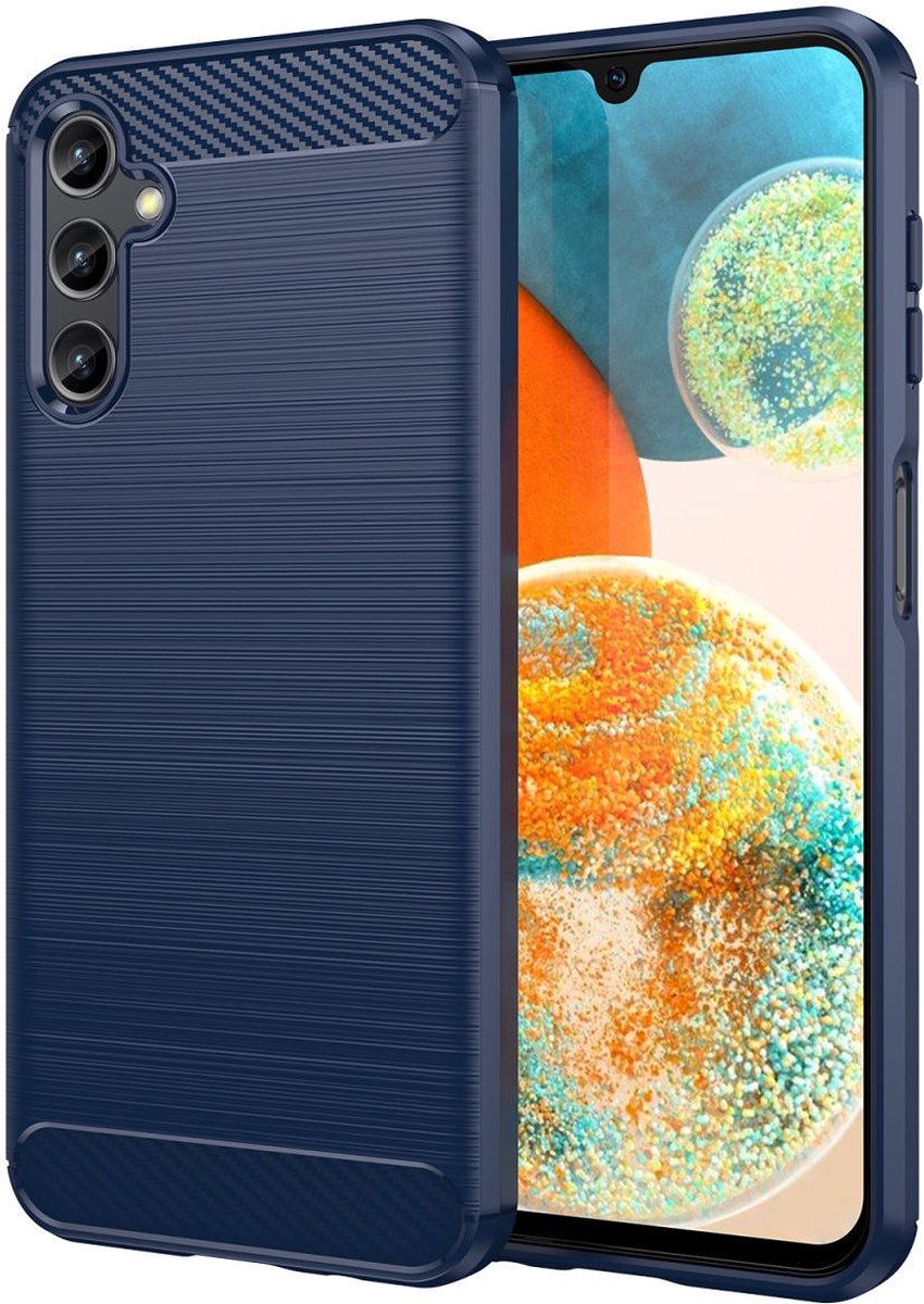Hoesje Geborsteld TPU Flexibele Back Cover Blauw Geschikt voor Samsung Galaxy A14