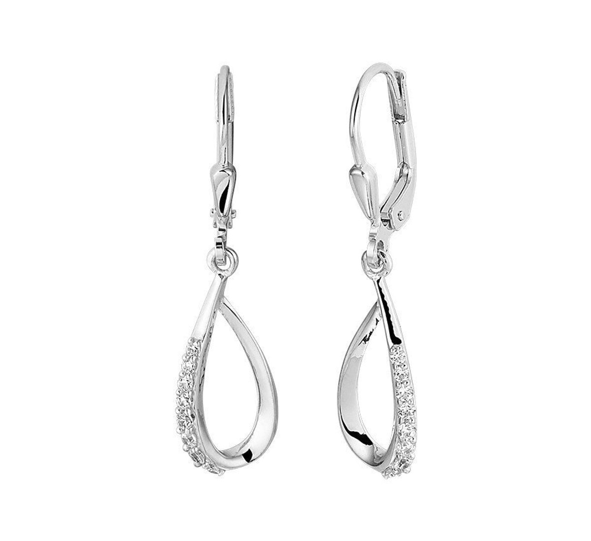 Zilver Gerhodineerde Oorhangers druppel zirkonia brisur haak 1329920