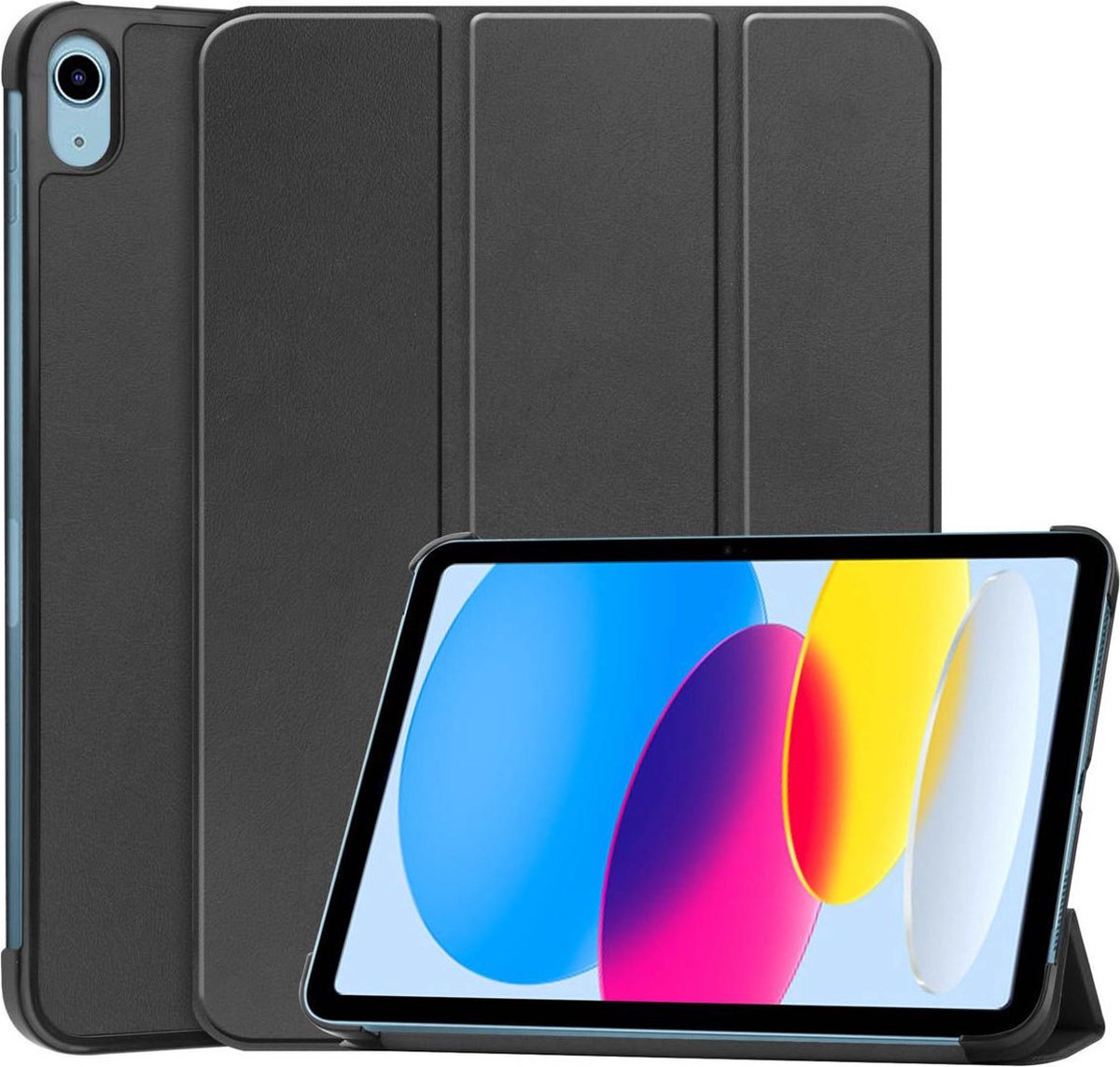 Tablet Hoes geschikt voor de Apple iPad 10.9 (2022) | Book Case met Standaard | Kunstlederen Beschermhoes | Tri-fold | Zwart