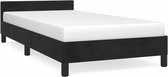 vidaXL - Bedframe - met - hoofdeinde - zonder - matras - 90x200 - cm - fluweel - zwart