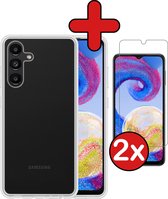 Hoesje Geschikt voor Samsung A04s Hoesje Siliconen Case Hoes Met 2x Screenprotector - Hoes Geschikt voor Samsung Galaxy A04s Hoes Cover Case - Transparant