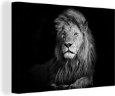 Canvas schilderij - Wilde dieren - Leeuw - Zwart - Wit - Woondecoratie - 60x40 cm - Foto op canvas - Canvasdoek