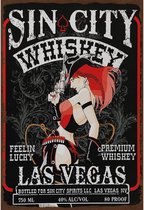Wandbord - Sin City Whiskey Las Vegas Feelin Lucky - Gebolde Duitse Kwaliteit