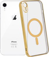 ShieldCase geschikt voor Apple iPhone Xr hoesje transparant Magneet metal coating - goud - Backcover hoesje magneet - Doorzichtig hoesje met oplaad functie