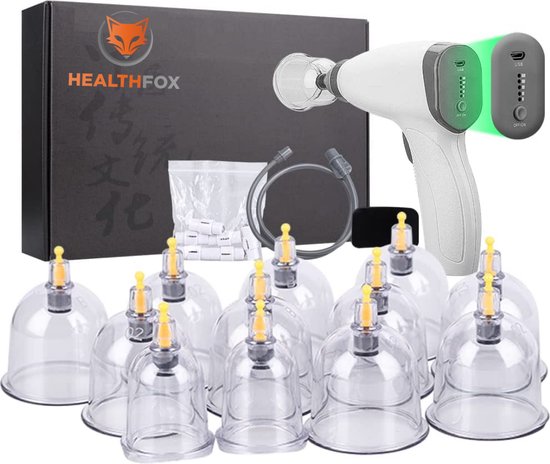 Foto: Healthfox cupping set met 12 cups elektrische pomp cupping voor een strakker en mooier lichaam