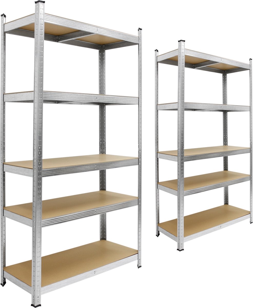 Werkplaat set van 2 170x70x30 cm zilver gemaakt van MDF en metaal tot 350 kg