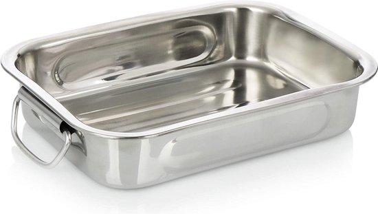 Roestvrijstalen braadpan set - 3-delig - ovenschaal in 3 verschillende maten met handgrepen - grillvorm ovenschaal bakvorm