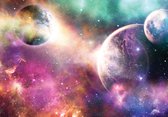 Fotobehangkoning - Fotobehang - Vliesbehang - Behang - Planeten - Sterrenstelsel - Universum - Heelal - Ruimte - 152,5 x 104 cm
