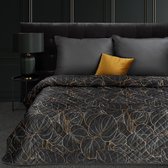 Oneiro’s luxe VICTORIA Type 1 Beddensprei Zwart - 170x210 cm – bedsprei 2 persoons - beige – beddengoed – slaapkamer – spreien – dekens – wonen – slapen