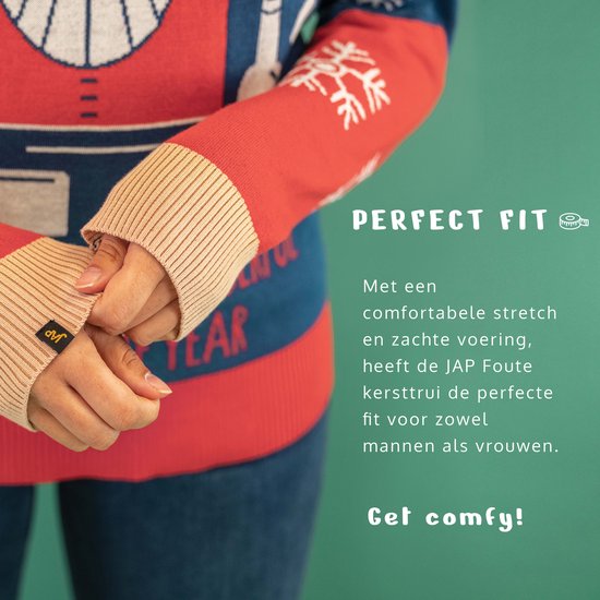 JAP Christmas Foute Kersttrui (maat L) - 100% Gerecycled - Kriebelt niet - Kerstcadeau volwassenen - Kersttrui dames en heren - Wine-derfull - Blauw