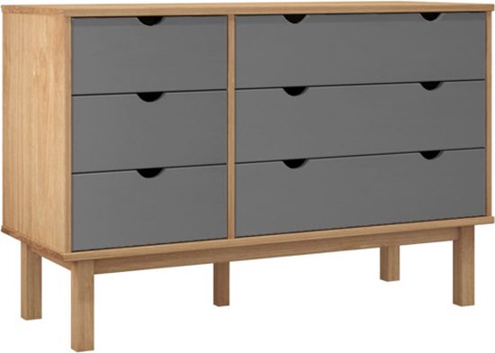 Ladekast 60x41x58 cm bewerkt hout oud houtkleurig