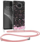 kwmobile telefoonhoesje geschikt voor Xiaomi Mi 10T Lite - Hoesje met telefoonkoord - Back cover voor smartphone - Case in poederroze / donkerbruin / transparant