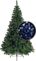 Bellatio Decorations kerstboom H240 cm - met kerstballen kobalt blauw