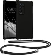 kwmobile telefoonhoesjegeschikt voor Oppo Find X3 Neo - Hoesje van siliconen met telefoonkoord - In zwart