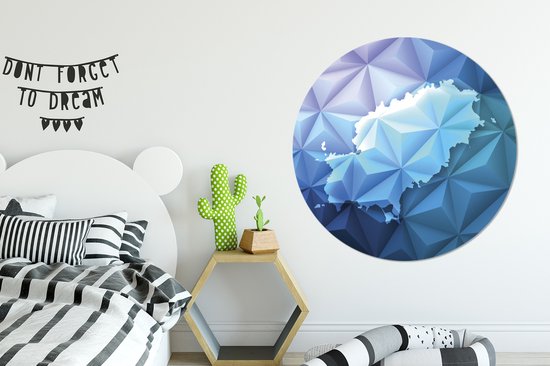 Une illustration d'une carte bleue d' Ibiza avec des triangles. Cercle mural aluminium ⌀ 140 cm