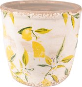 Clayre & Eef Pot de fleurs Ø 14x14 cm Jaune Céramique Citron Pot de fleurs d'intérieur