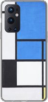 Geschikt voor OnePlus 9 Pro hoesje - Compositie met blauw, rood, zwart, geel en grijs - Piet Mondriaan - Siliconen Telefoonhoesje