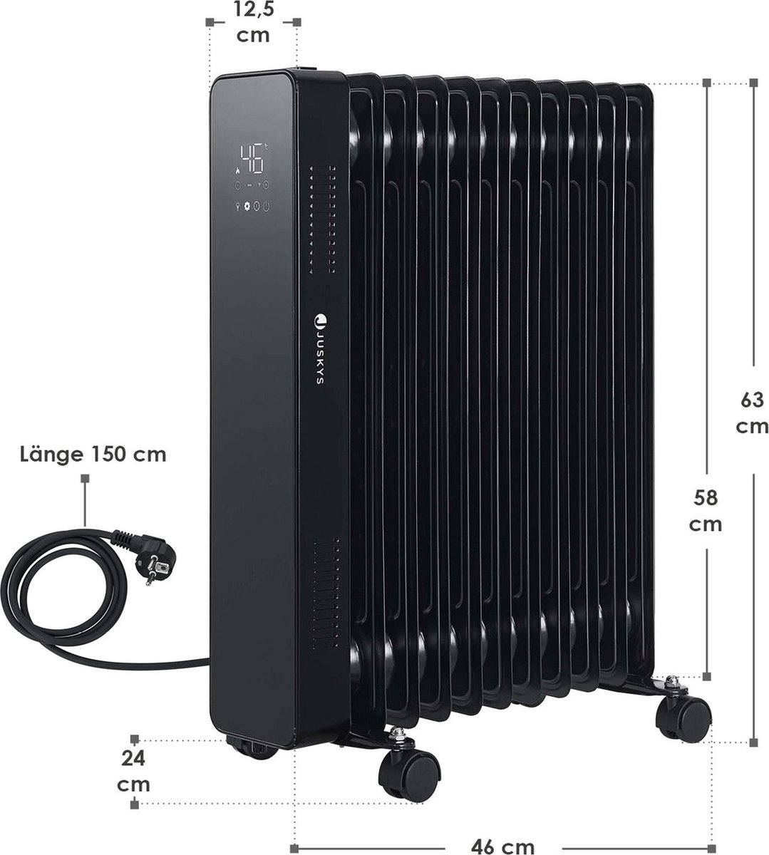 Elektrische verwarming / radiator - 2500 Watt - Zwart - Incl. Wifi, App ...